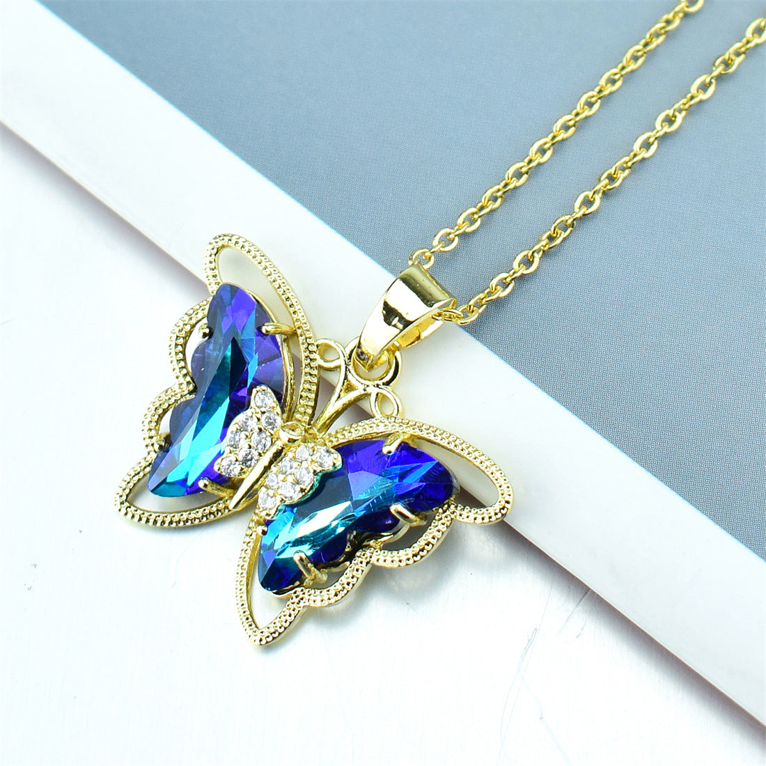 Butterfly Crystal Zircon Pendant Necklace