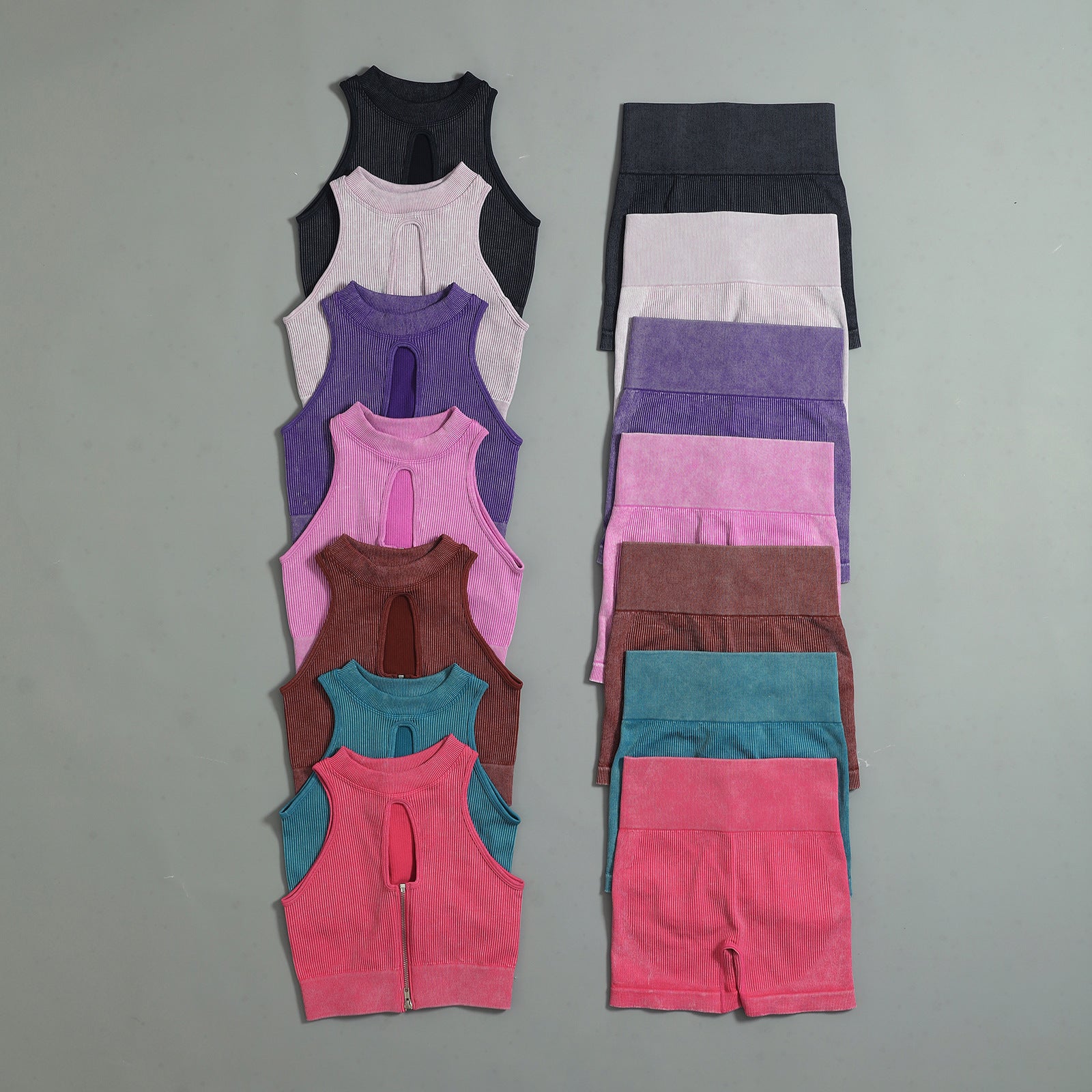 Women's Seamless Knitted Sports Fitness Vest Shorts Suit