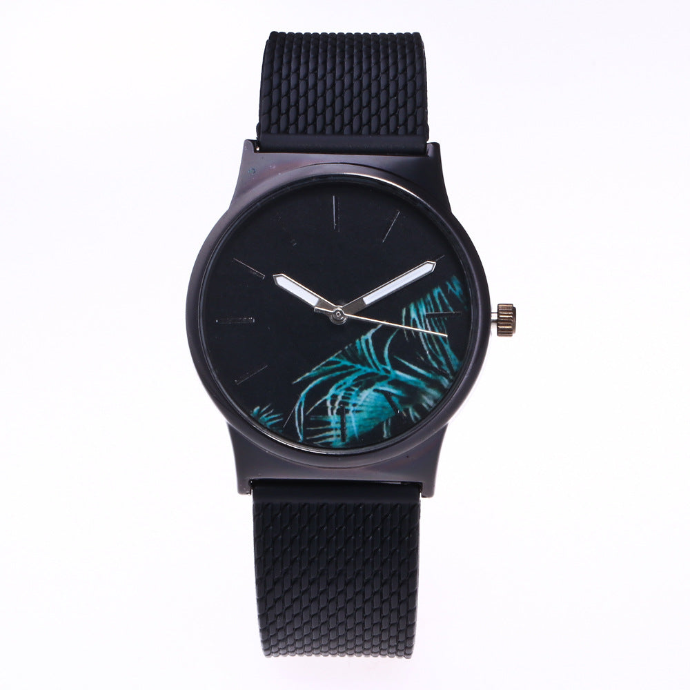 Men's And Women's Silicone Mesh Floral Watch