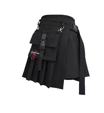 Irregular pleated short skirt hakama