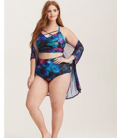 Plus Size Printed Swimsuit Split Swimsuit