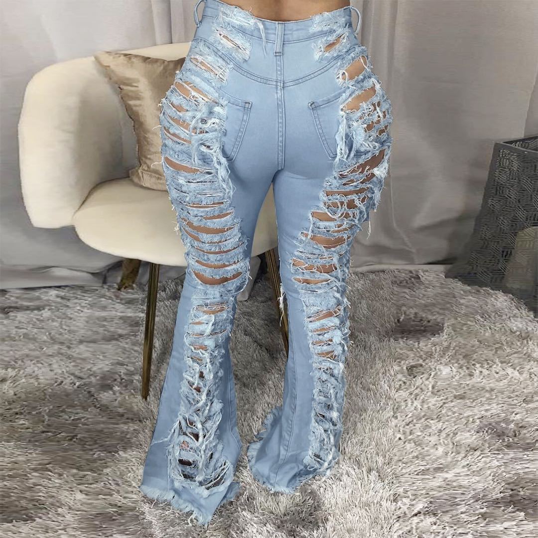 Fashion Trendy Unique Jeans Stretch Plus Size Bell-bottom Pants