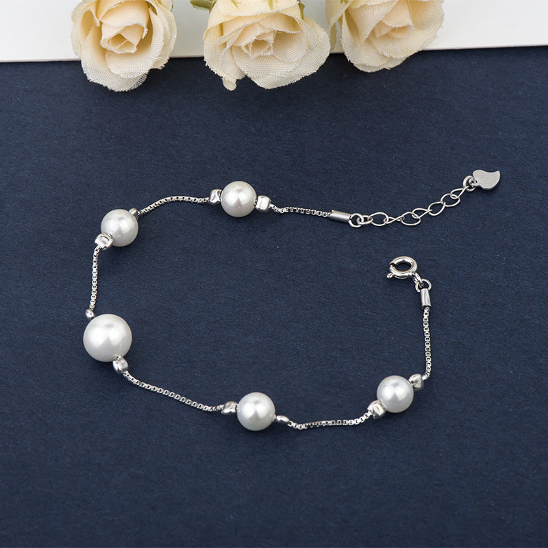 S925 sterling silver pearl bracelet