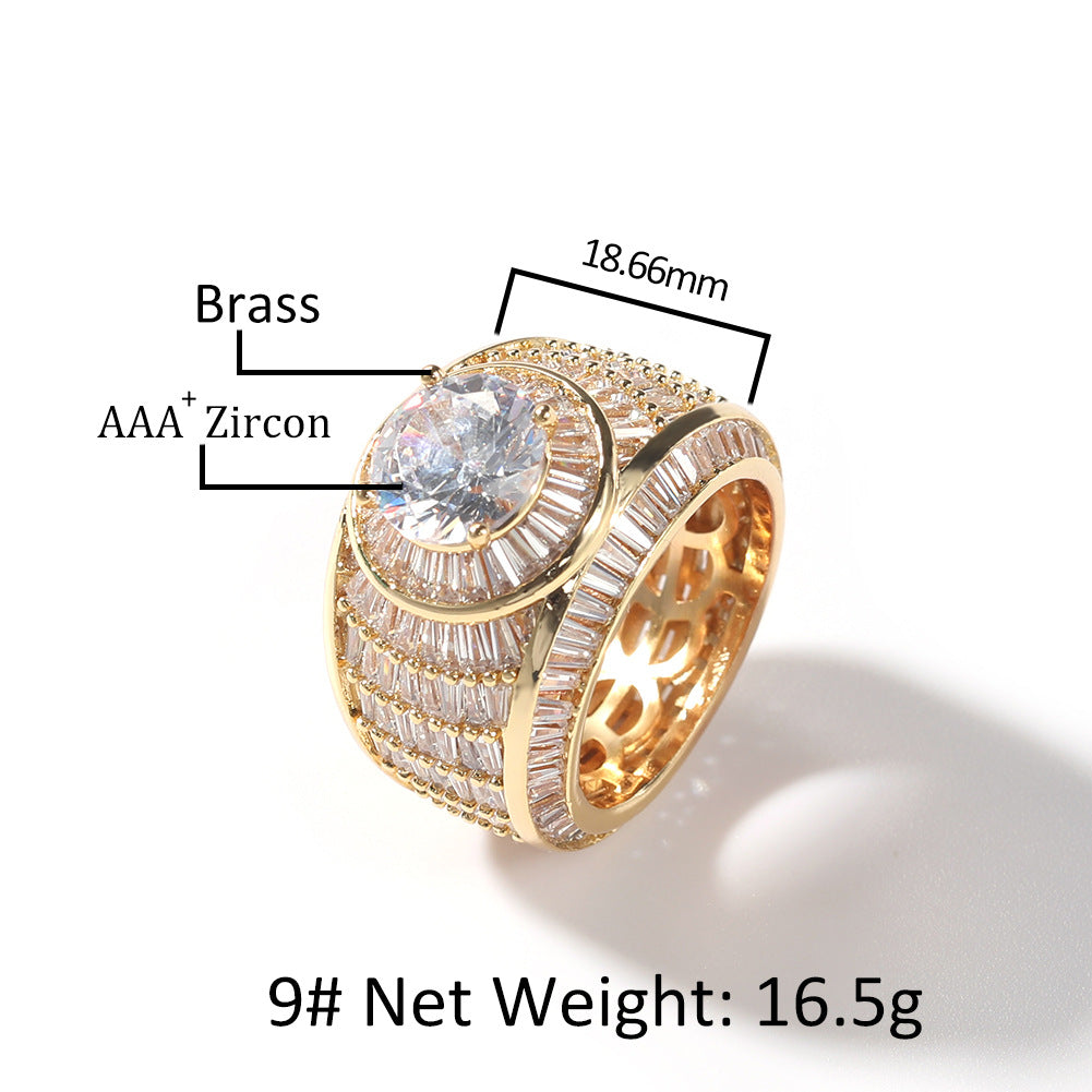 Copper Inlaid Zircon Men's Ring With Diamonds For Couples Rings