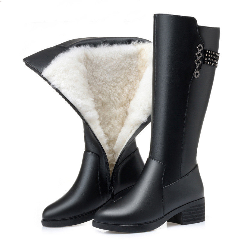 Plush wool high boots