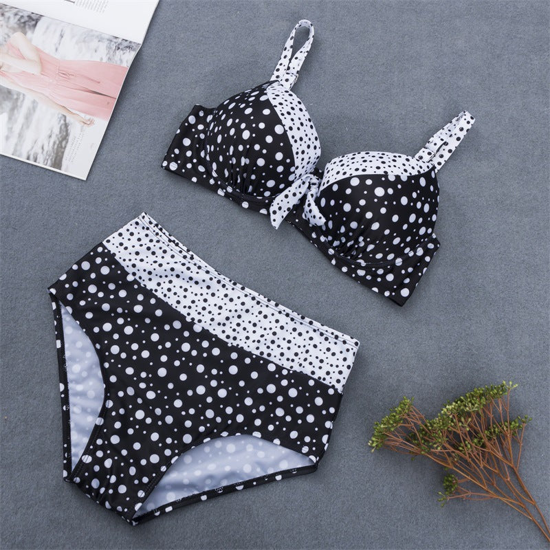 Retro Polka Dot Bikini Sexy Large Size Split Conservative Slim Swimsuit