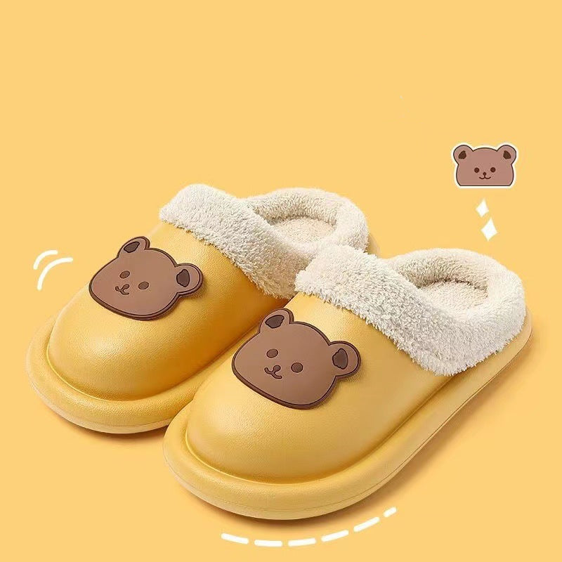 Bear Slippers With Plush Winter Furry Slippers Warm Indoor House Shoes For Women