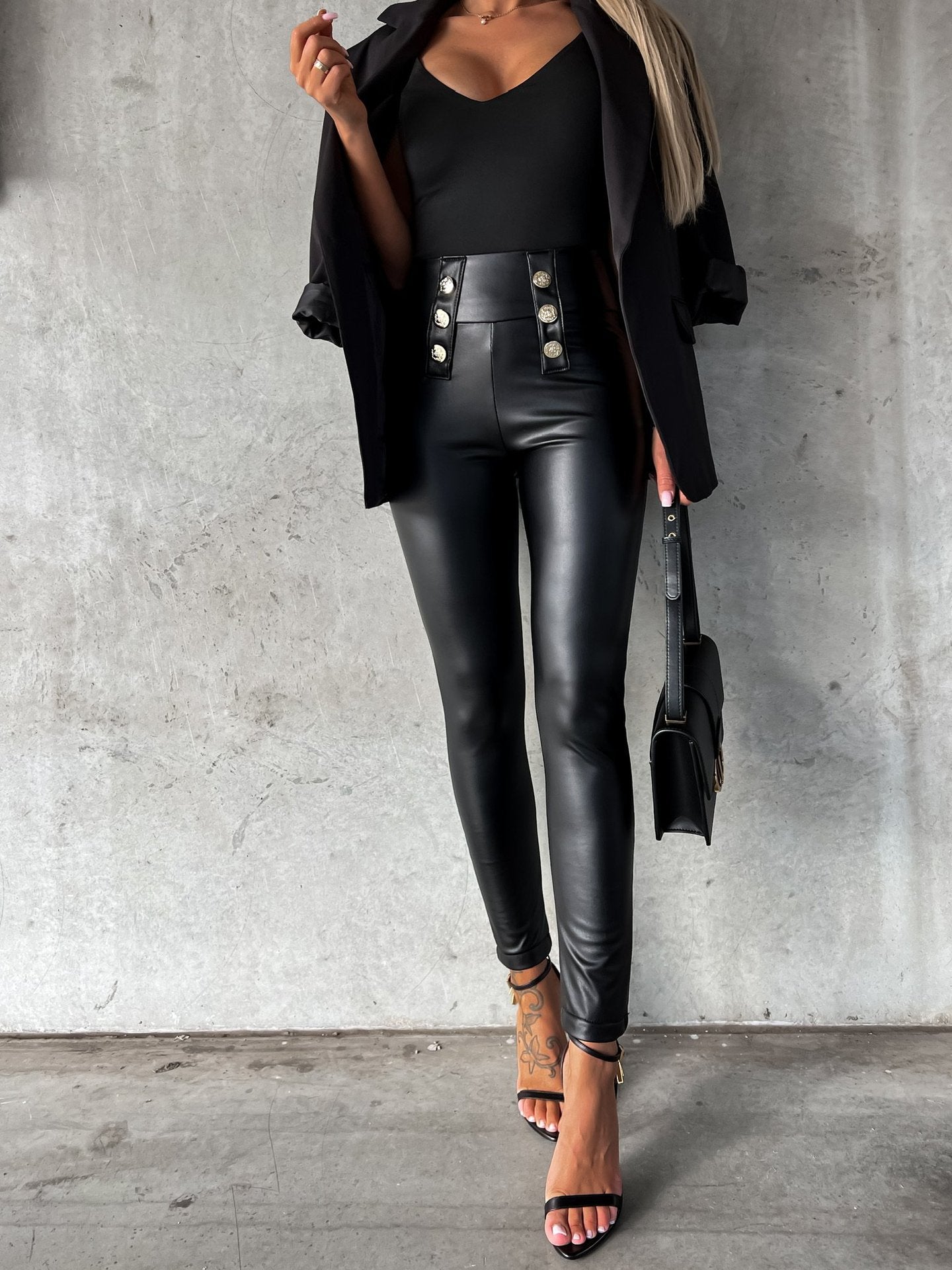 Leather Pants Clinch Tight Casual PU Women's Pants Sexy Trousers