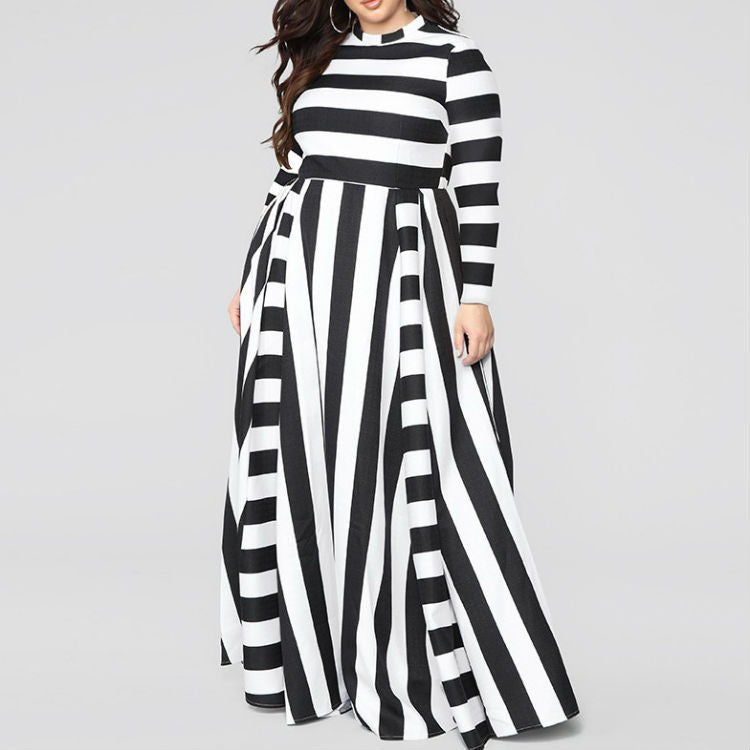 Loose Women's Dress Plus Size Striped Woman's Dress