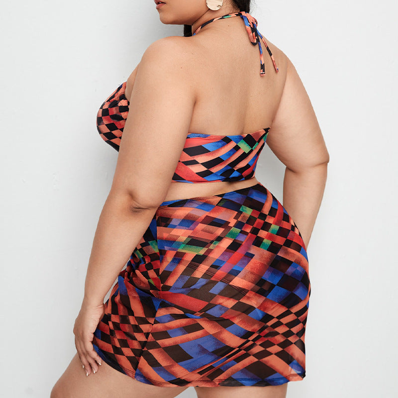 New Halter Strap Plus Size Three Piece Swimsuit