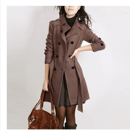 Slim woolen coat plus size women's clothing