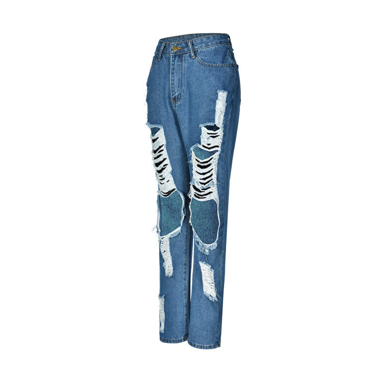 Women's Fashion Hip Hop Jeans With Big Holes