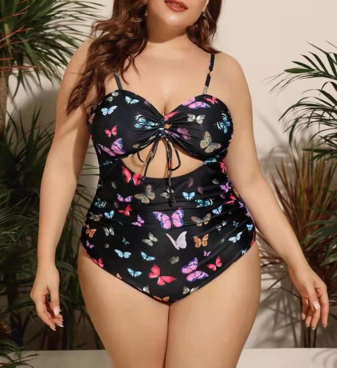 Plus Size Woman One Piece Print  Swimsuit