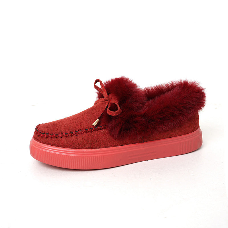 Women's Fashion Casual Round Head Thick Bottom Fluffy Cotton Shoes