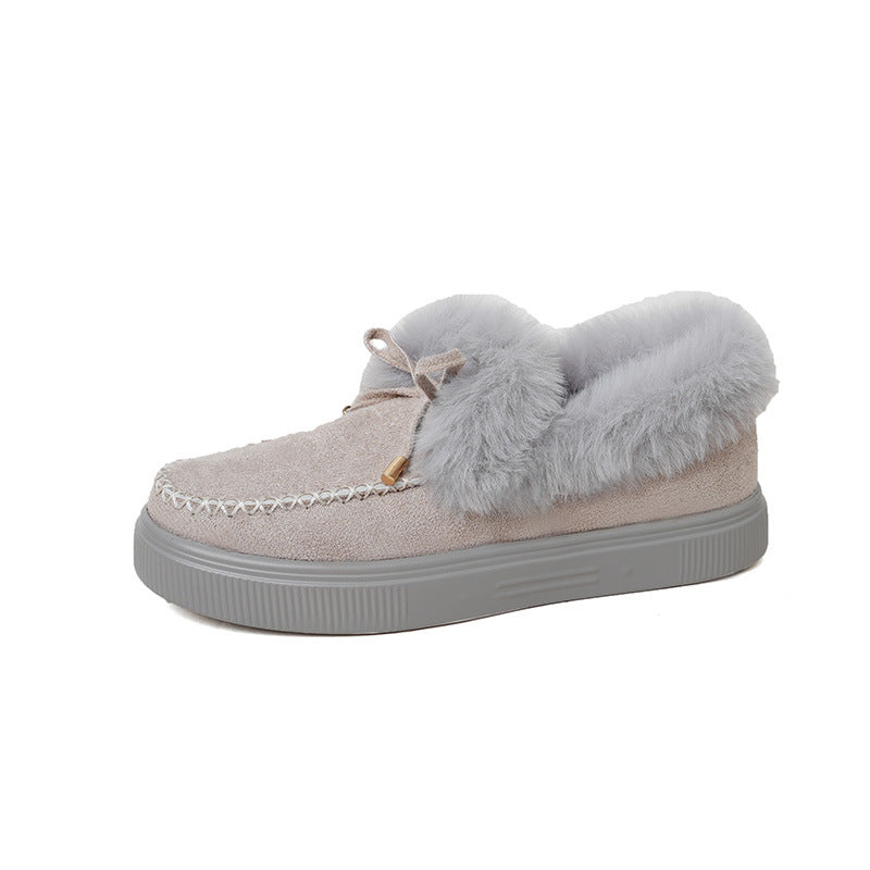 Women's Fashion Casual Round Head Thick Bottom Fluffy Cotton Shoes