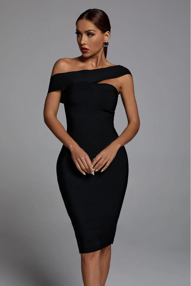 Black Slim Fit Bandage Dress Fashion