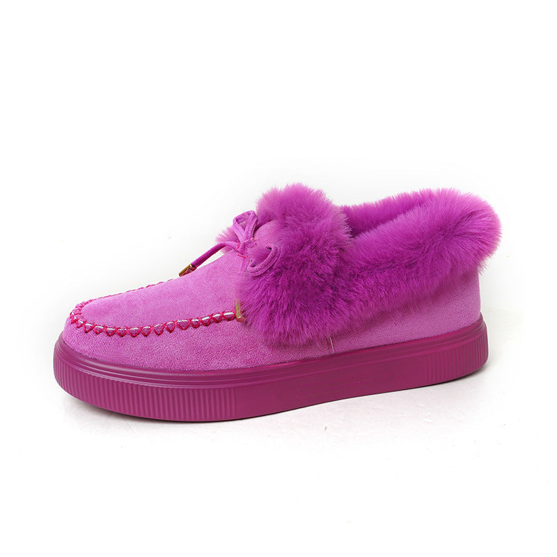 Women's Fashion Casual Round Head Thick Bottom Fluffy Cotton Shoes