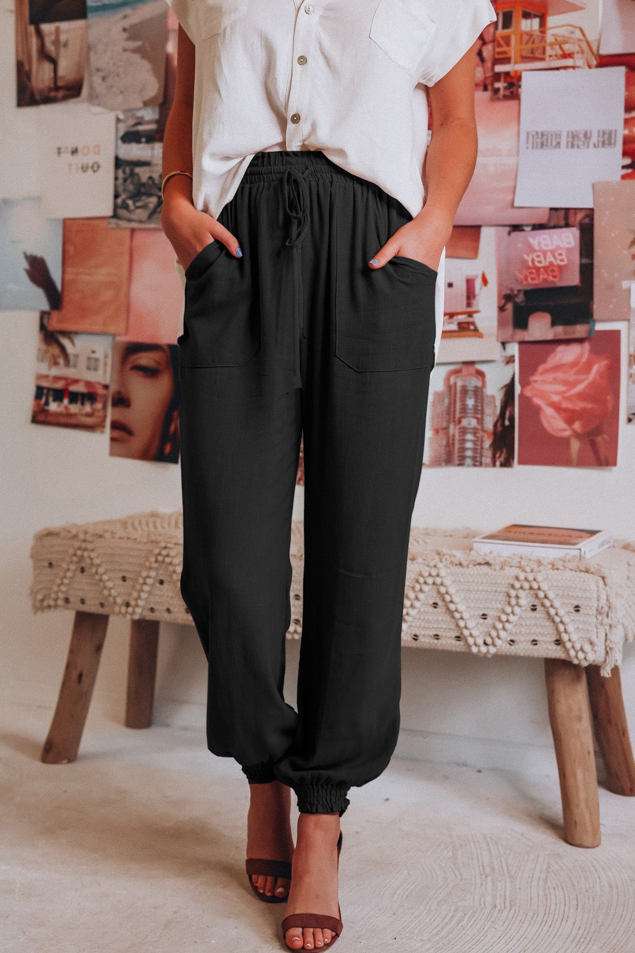 Lantern Pants Solid Cotton Linen Pants