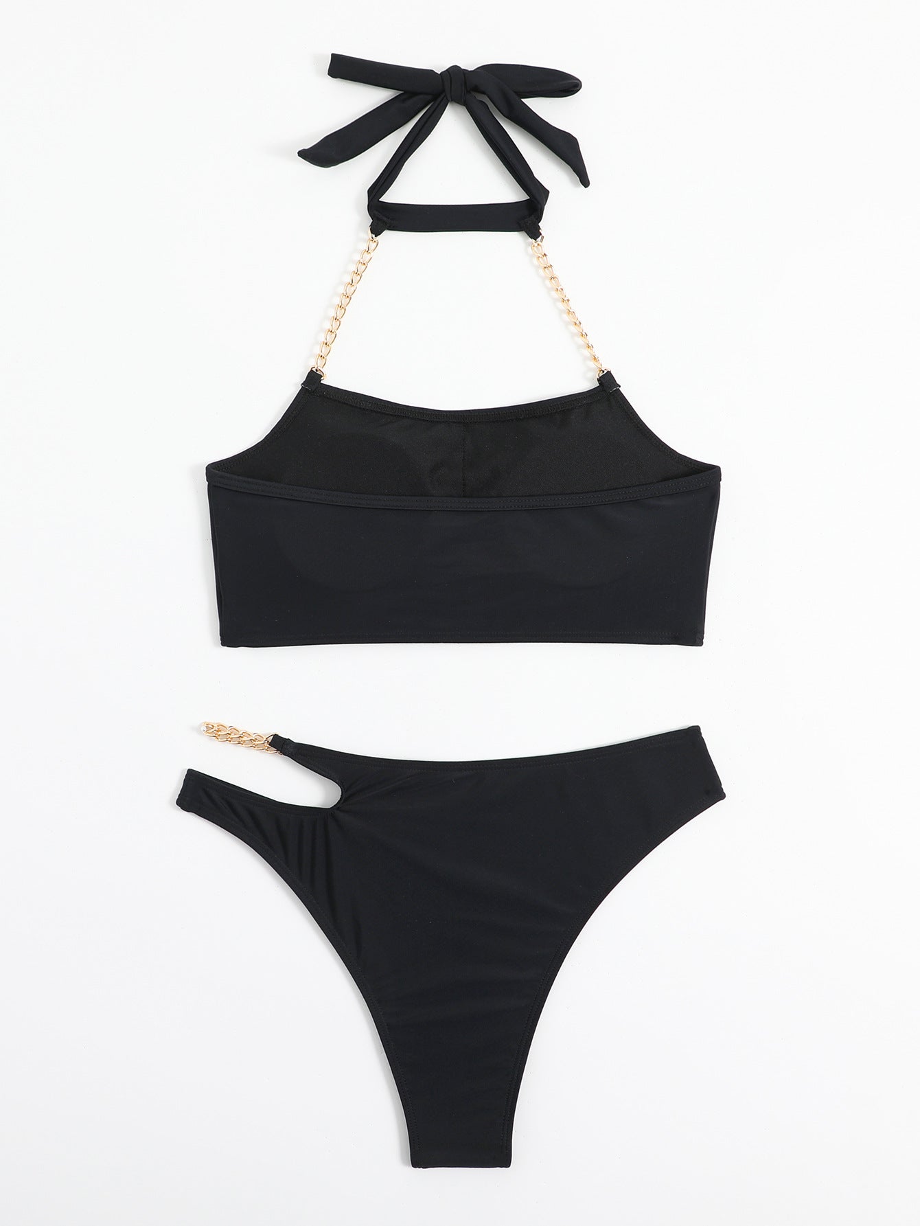 Suspended Neck Tie Up Split Swimsuit