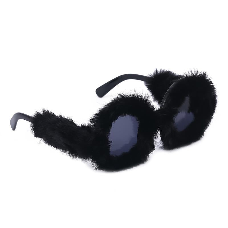 Fashion Round Frame Plush Full Coverage Sunglasses For Women