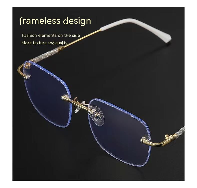 Frameless Plain Glasses Anti-blue Light Presbyopic Metal Racket