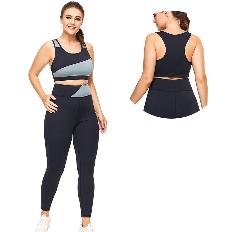 Ropa de yoga deportiva de costura para mujer de talla grande de verano