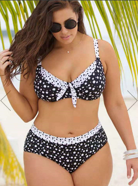 Retro Polka Dot Bikini Sexy Large Size Split Conservative Slim Swimsuit