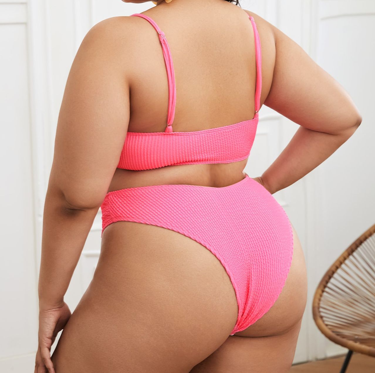 Plus-size Solid Color Bikini Swimsuit