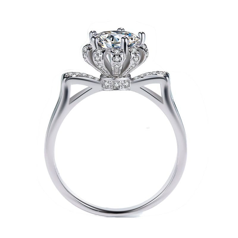 Baroque Simulation Diamond Ring Non-sterling Silver Wedding Crown Ring