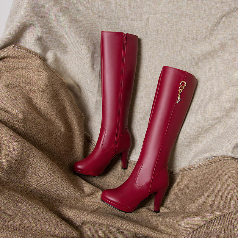 Women's Round Toe High-heeled Boots