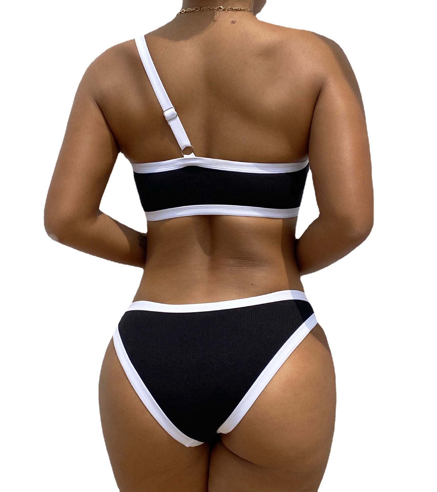 Single Shoulder Strap Sexy Tight Bikini Swimsuit