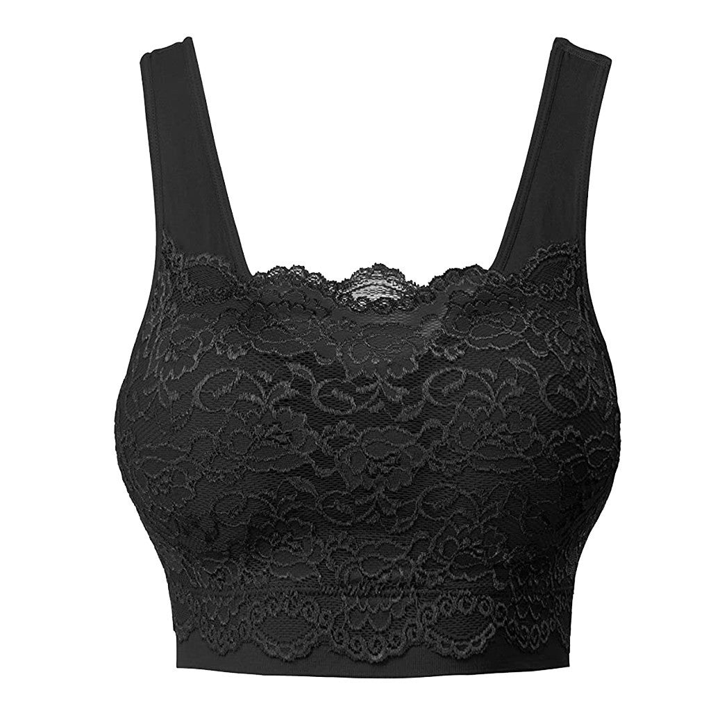 In Stock Women's Seamless Lace Top With Front Lace Bra Sports Bra Lace Stitching