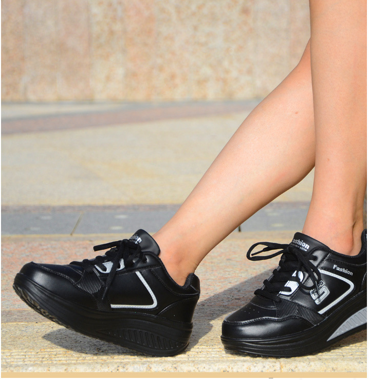 Casual Women's Platform Leather Wedge Sneakers