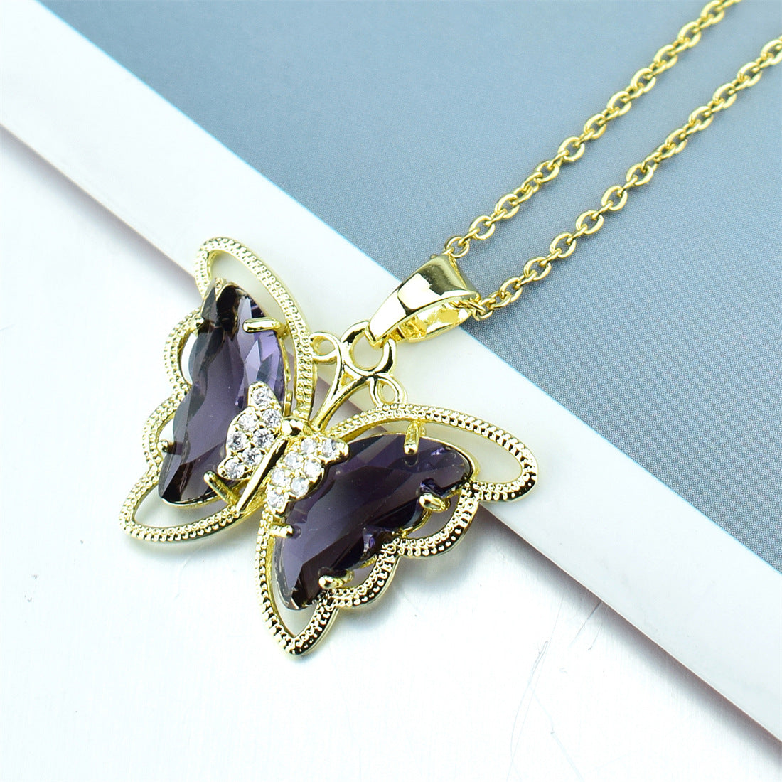 Butterfly Crystal Zircon Pendant Necklace