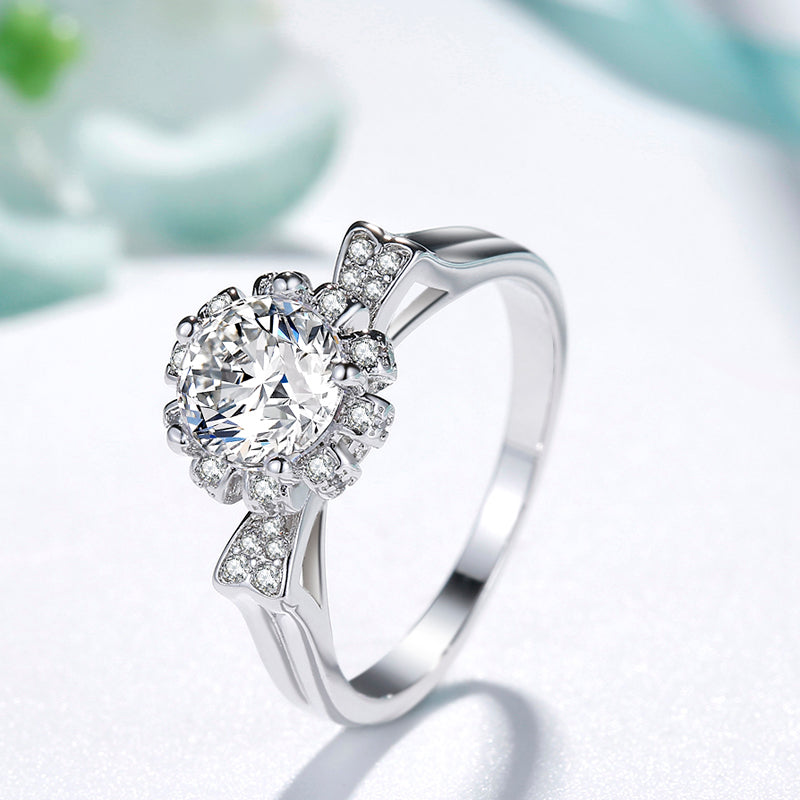 Baroque Simulation Diamond Ring Non-sterling Silver Wedding Crown Ring