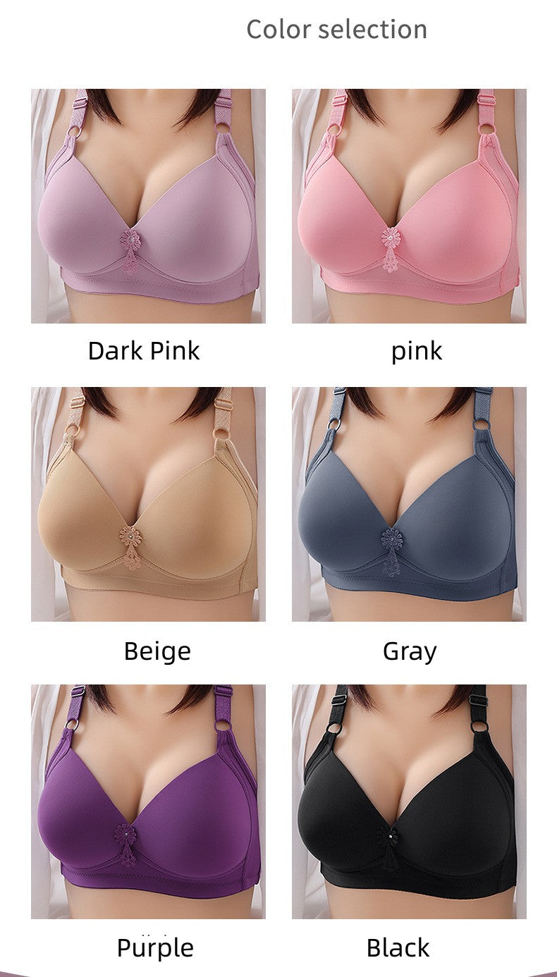 Large Size Thin Smooth Bra Wireless Push Up Three Breasted Women's Underwear