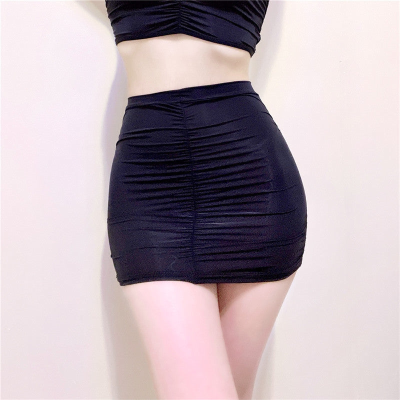 Women's Summer Solid Color Pleated Sheer Skirt