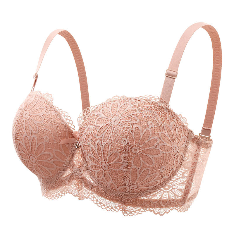 Half Cup Lace Bra Steel Ring Push Up Prevent Accessory Breast Plus Size Underwear