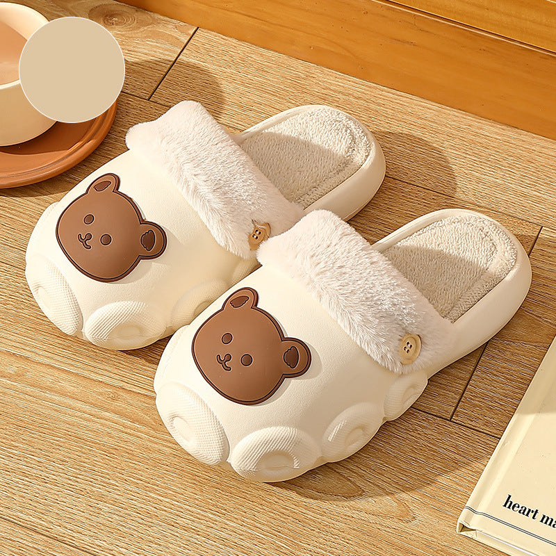 Bear Slippers Winter Warm Bedroom Slippers House Shoes For Women