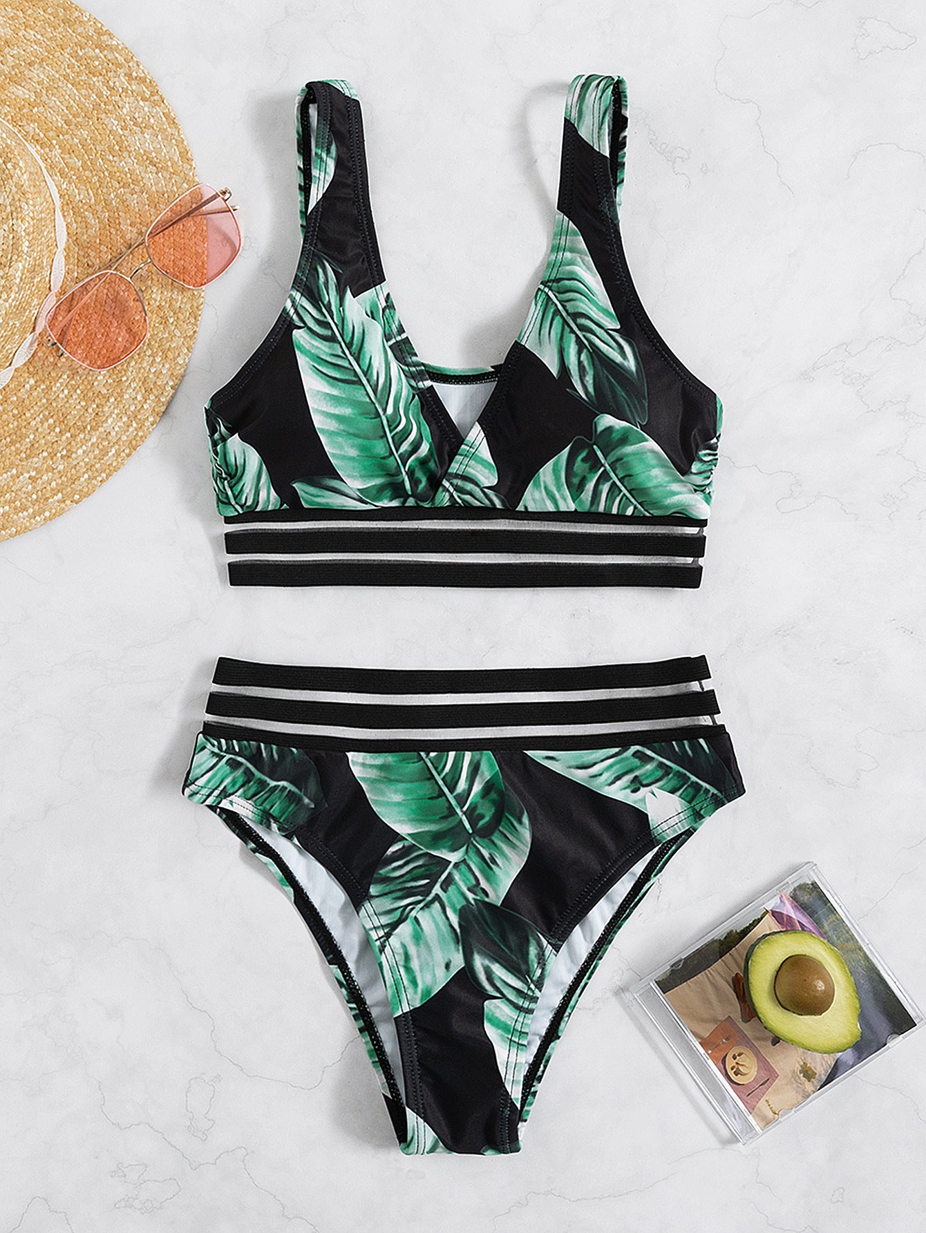 Women's Fashion High Waist Printed Bikini Split Swimwear