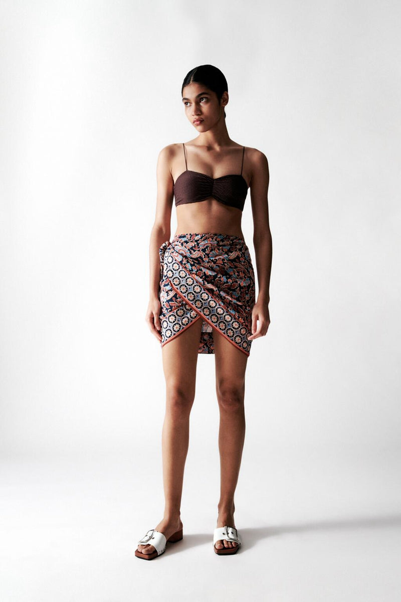 Retro Ethnic Print Sarong Short Skirt