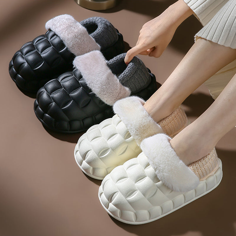 Bubble Shoes With Foldable Heel Slippers Women Warm Indoor House Shoes