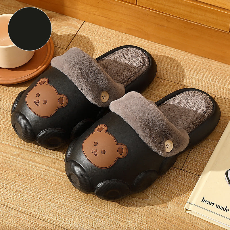 Bear Slippers Winter Warm Bedroom Slippers House Shoes For Women