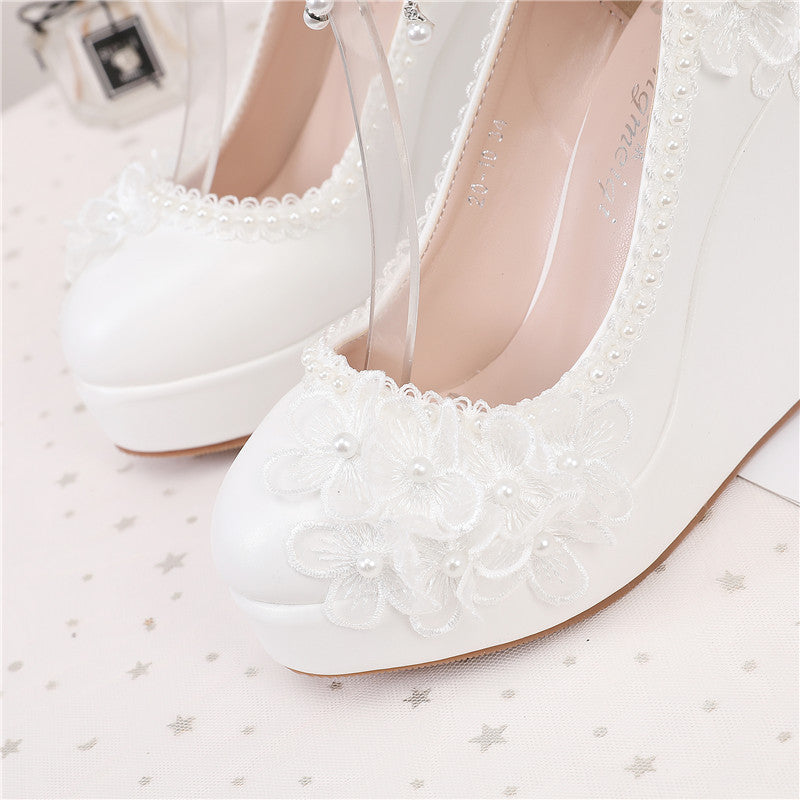 New Solid Color Low Cut Round Head Wedge Shoes