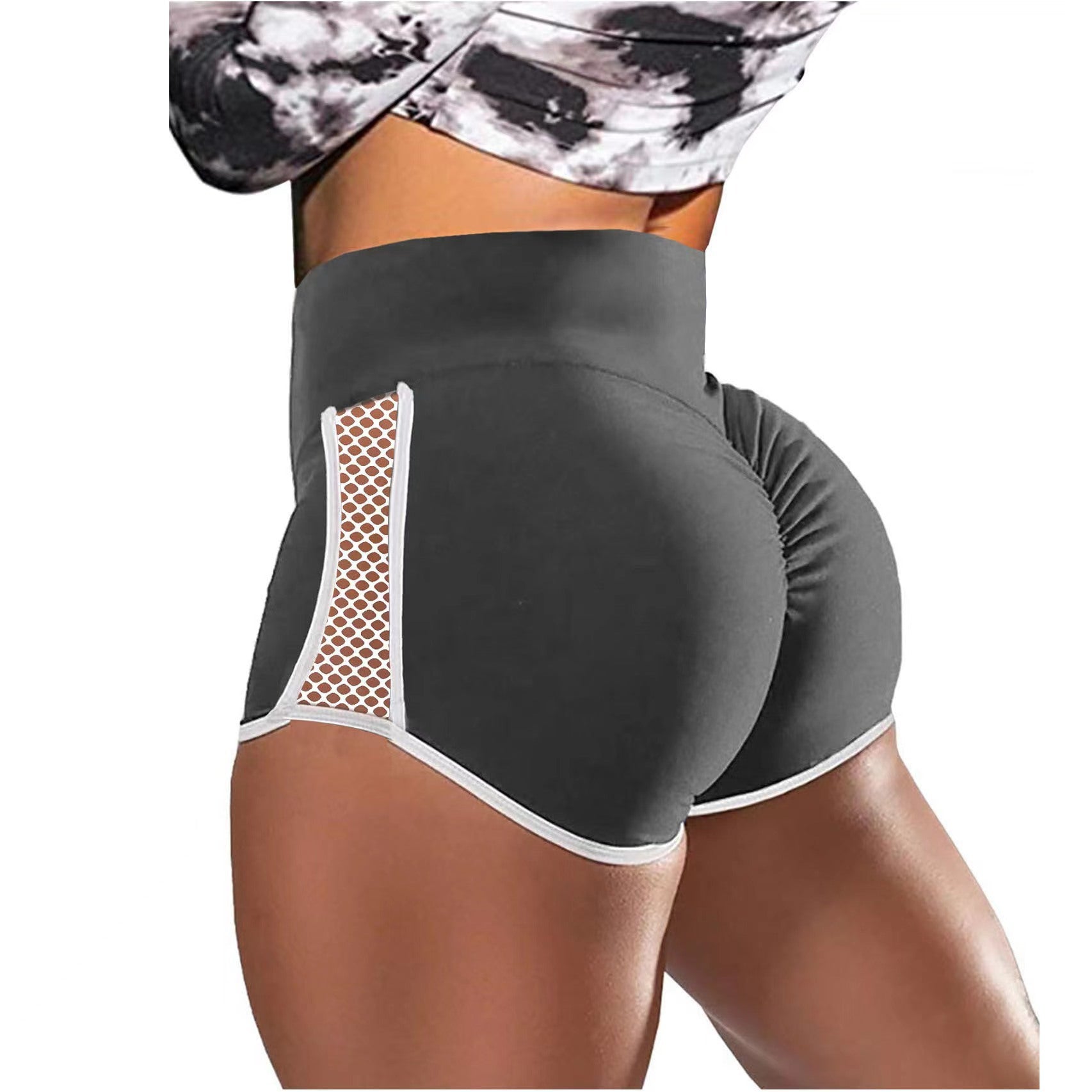 Cross-border European And American Foreign Trade Shorts High Waist Shaping Shorts Fitness Sports Pants Hollow Out Stitching Shorts