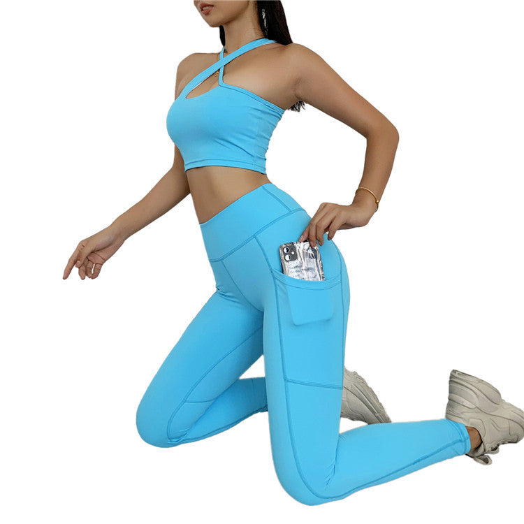 Explosive Oblique Shoulder Sports Fitness Yoga Suit