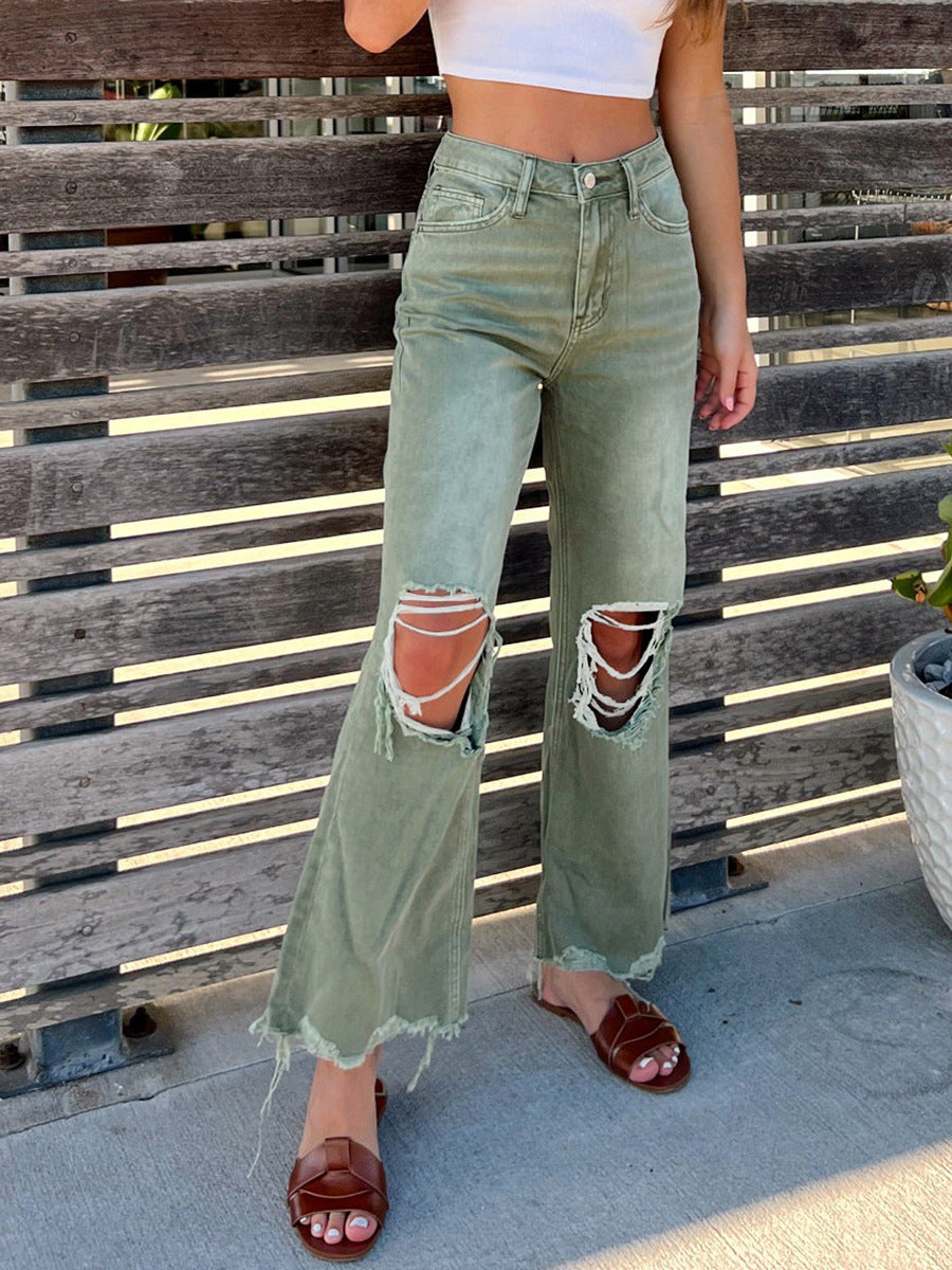 Women's Ripped Straight Loose Jeans